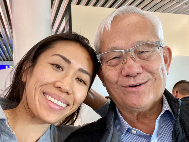 Christine Chang with her dad.